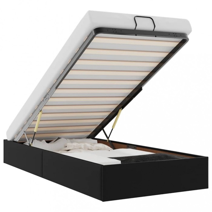Cadru de pat otoman fara saltea Negru piele artificiala