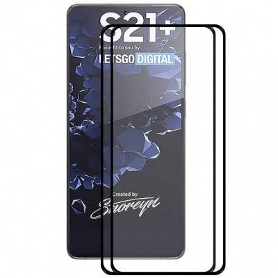 Folie Protectie Ecran Enkay pentru Samsung Galaxy S21+ 5G, Sticla Flexibila, Full Face, Full Glue, Set 2 buc, 0.26mm, 9H, 2.5D, Neagra foto