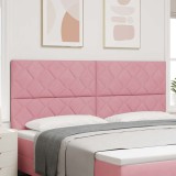 vidaXL Tăblie LED cu lumini cu bandă LED Geometric Roz 200 cm Catifea 3338565