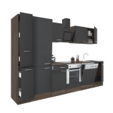 Mobilier de bucătărie Yorki 310, corp din stejar Yorki, fațadă antracit cu finisaj satinat, cu element inferior pentru cuptor și dulap cu rafturi, făr