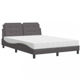 Cumpara ieftin Pat cu saltea, Zadar, gri, 120x200 cm, piele ecologica