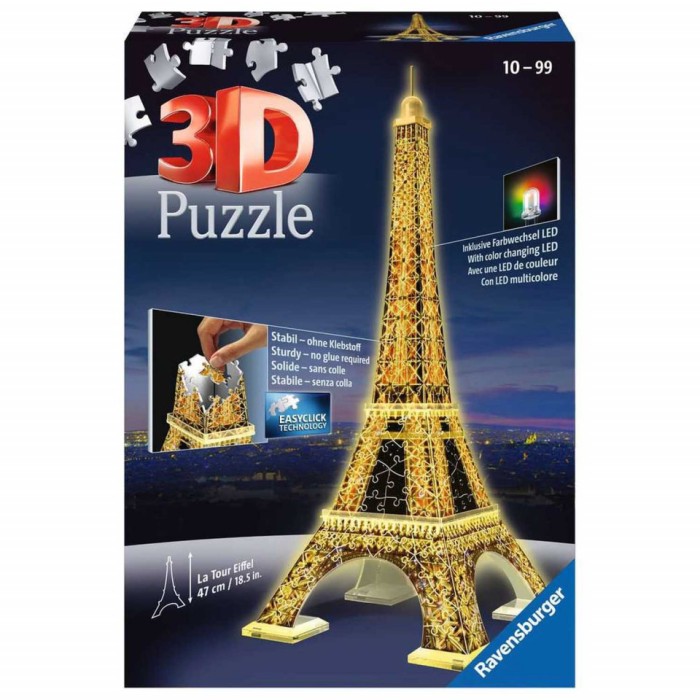 Puzzle 3D Turnul Eiffel Noaptea, 216 Piese