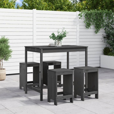 Set mobilier bar pentru gradina, 5 piese, gri, lemn masiv pin GartenMobel Dekor foto