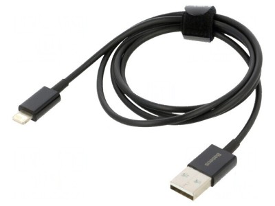 Cablu Apple Lightning la USB A 1m negru textil 2,4A foto