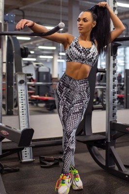 A770-9992 Set 2 piese compleu sport din top si colanti snake print foto