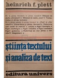 Heinrich F. Plett - Stiinta textului si analiza de text (Editia: 1983)