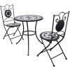VidaXL Set mobilier bistro, 3 piese, negru/alb, plăci ceramice 271772