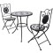 vidaXL Set mobilier bistro, 3 piese, negru/alb, plăci ceramice 271772