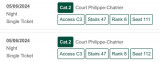 Roland Garros tickets (2) 05.06 Court Phillipe Chatrier Categoria 2