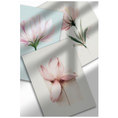 WF-SET20|Set de 3 postere cu flori &icirc;n acuarelă, artă botanică de perete, imprimeuri digitale pe p&acirc;nză, model floral minimalist | 3 x A4 (21 x 29.7 cm)