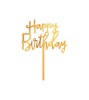 Topper tort acrilic model Happy Birthday auriu 14x10 cm