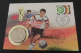 Moneda 1 crown 1990 - Man, World Cup Italia '90, cu plic de prezentare