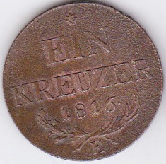 1. Transilvania Alba Iulia,Austria,Ungaria 1 creitar,kreuzer,krajczar 1816 E RAR foto