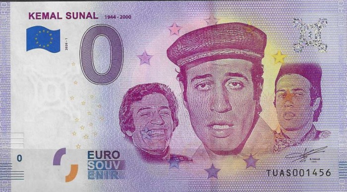 !!! NOU : 0 EURO SOUVENIR - TURCIA , ACTORUL KEMAL SUNAL - 2020.1 - UNC/ IN SCAN