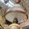 Spectaculos lampadar Baroc opalina petrol foarte veche din bronz masiv