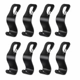 Cumpara ieftin Set 8 suporturi carlig pentru scaun auto, negru, 12.7 x 6.8 cm, organizatoare pentru cumparaturi, genti si accesorii, rezistente pana la 40 kg