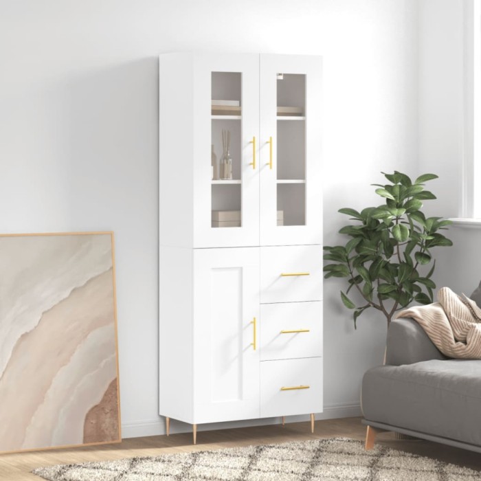 vidaXL Dulap &icirc;nalt, alb, 69,5x34x180 cm, lemn compozit