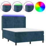 Cumpara ieftin Pat cu arcuri, saltea si LED, gri inchis, 140x200 cm, catifea