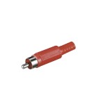 Mufa RCA tata cu protector cablu din plastic rosu Goobay