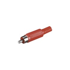 Mufa RCA tata cu protector cablu din plastic rosu Goobay