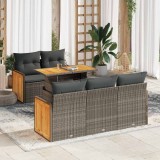 vidaXL Set mobilier grădină cu perne 6 piese gri poliratan/lemn acacia 3327665