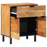 vidaXL Noptieră Lemn Masiv Acacia 50x33x60 cm Maro cu 2 Uși și Sertar, Stil Rustic/Modern, Interior/Exterior