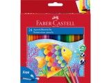 Creioane colorate hexagonale acuarela + pensula Faber-Castell 24 culori/set