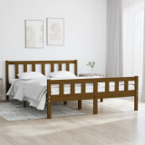 Cadru de pat, maro miere, 140x190 cm, lemn masiv, vidaXL