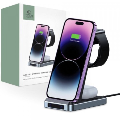 Incarcator Retea Wireless Tech-Protect A26, 15W, 1.67A, Negru foto