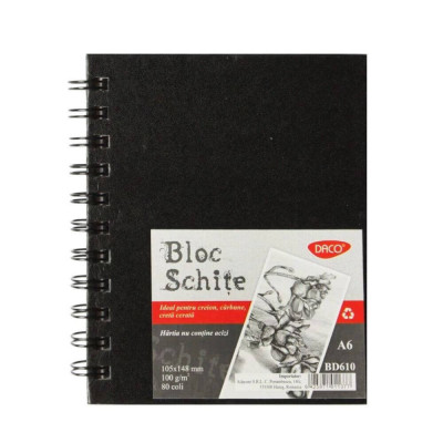 Bloc A6 Daco, pentru Schite, 80 File, 100 g/m&amp;sup2;, Hartie Alba, Bloc Schite DACO, Bloc Schite A6, Bloc Schite, Bloc Schite Foi Albe, Bloc Schita Alba, Bl foto