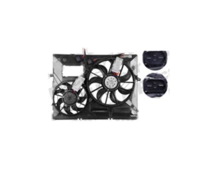 GMV radiator electroventilator Porsche Cayenne (955/9PA), 2002-2010, motor 3.2 V6, 3.6 V6, benzina, 418/305 mm; (4 +4) pini, cu modul de control elec foto