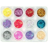 Cumpara ieftin Kit de 12 buc de decorații unghii - stele goale, 5g, INGINAILS