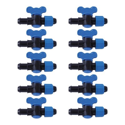 Set 10 x Robinet din plastic pentru teava picurare cu reductie si piulita, Nr-7543, 16 x 17 mm foto