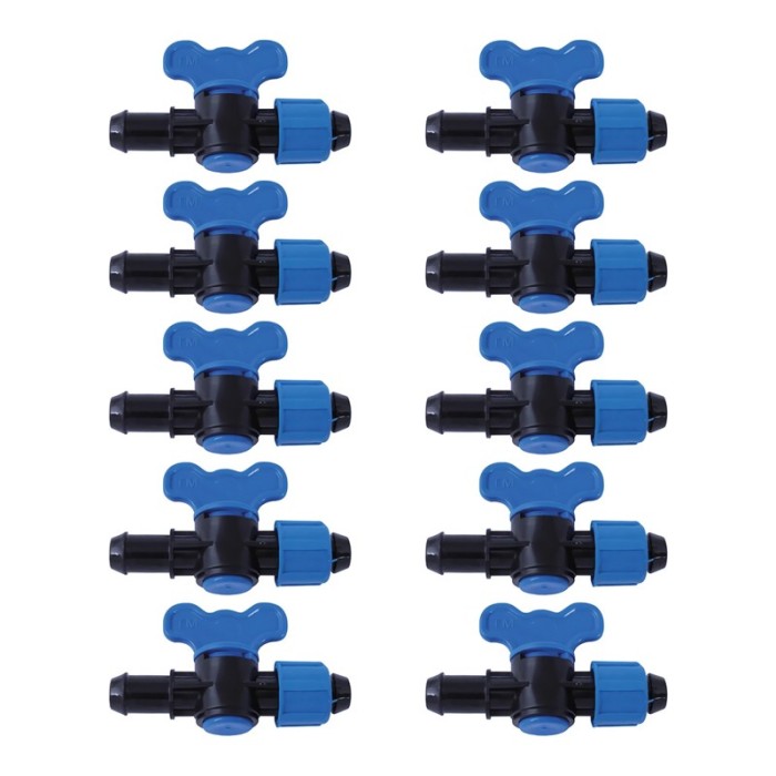 Set 10 x Robinet din plastic pentru teava picurare cu reductie si piulita, Nr-7543, 16 x 17 mm