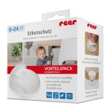 Pachet economic 12 protectii universale pentru colturi, din plastic transparent, cu banda adeziva, rezistente la muscaturi, fara PVC, Reer 82069 Child