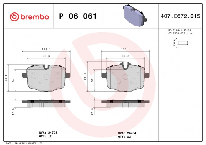 BREMBO P 06 061 PRIME LINE set placute frana,frana disc
