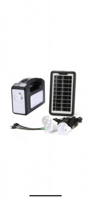 Kit panou solar cu lampa , lanterna, USB, si 3 becuri 6V 4Ah foto