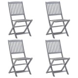 Set 4 Scaune Pliabile Exterior Lemn Acacia Gri 48.5x57x91 cm Gossi