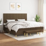 VidaXL Pat box spring cu saltea, maro &icirc;nchis, 200x200 cm, textil 3137184