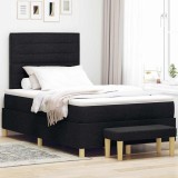 Cumpara ieftin Pat cu arcuri cu headboard Negru 200 x 120 cm tesatura