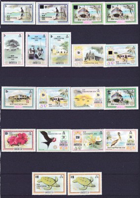 DB1 Anguilla 1975 - 1976 Fauna Pasari suprat. Constitutia Noua 19 v. MNH foto