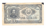 Banconta 100 lei 1952, circulata, uzata, colturi patate