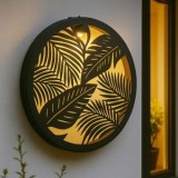 Decorațiune solară metalică neagră cu frunze tropicale, CMCLASS