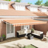 vidaXL Marchiză retractabilă manuală portocalie și albă 500x300 cm
