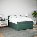 Gossi pat box spring cu saltea, verde inchis, 140x200 cm, catifea