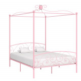 Cadru de pat cu baldachin, roz, 180 x 200 cm, metal GartenMobel Dekor, vidaXL