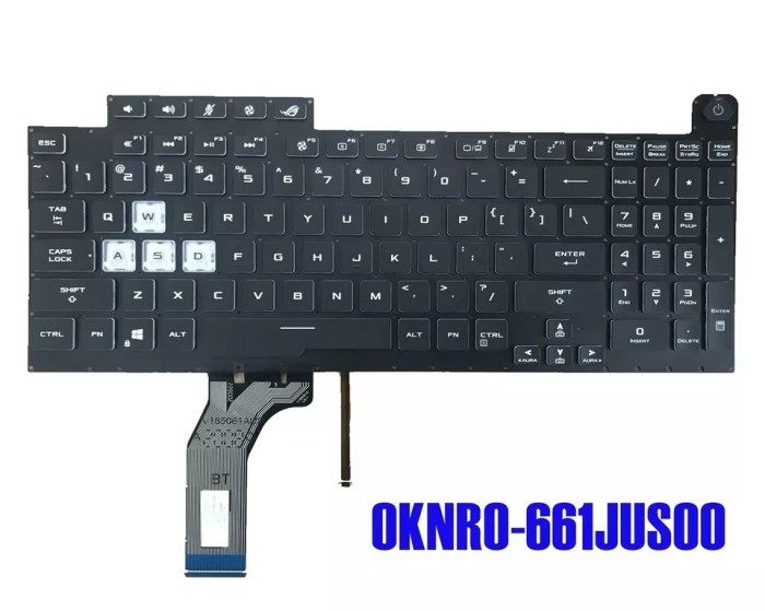 Tastatura Laptop Gaming, Asus, ROG Strix 17 G713R, G713RC, G713RM, G713RS, G713RX, G713RW, iluminata, RGB, 8 pini, layout US