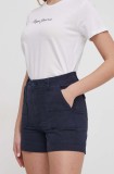 Cumpara ieftin Pepe Jeans pantaloni scurti femei, culoarea albastru marin, neted, high waist