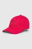 Cumpara ieftin United Colors of Benetton șapcă de baseball din bumbac culoarea roz, cu imprimeu