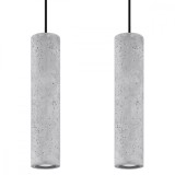 Lampă Suspendată Luvo Gri Beton 2 Becuri Tub Industriale De Interior